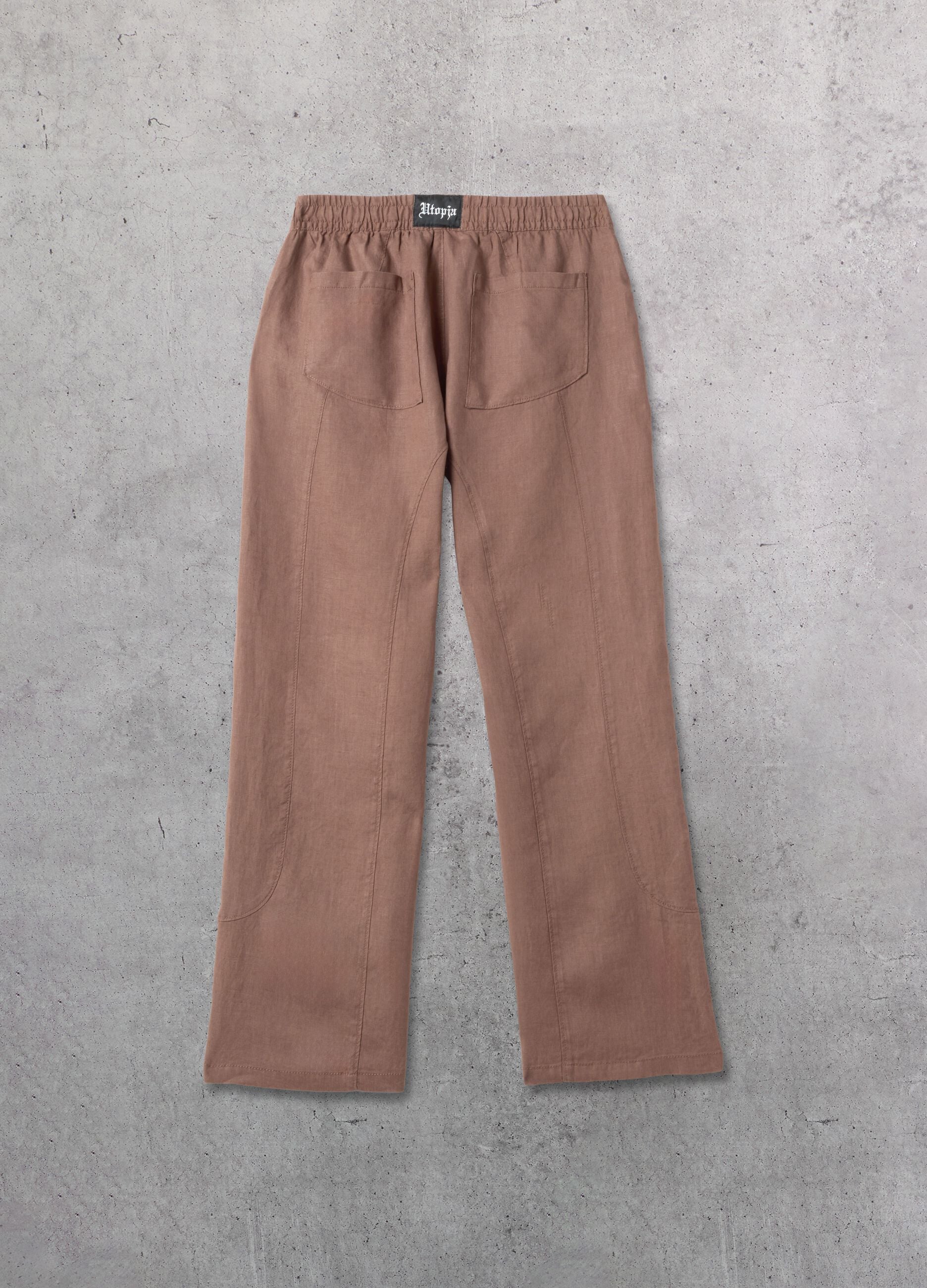 100% Linen Wide-Leg Trousers in Mocha