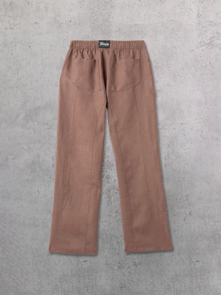 100% Linen Wide Leg Pants Mocha_7