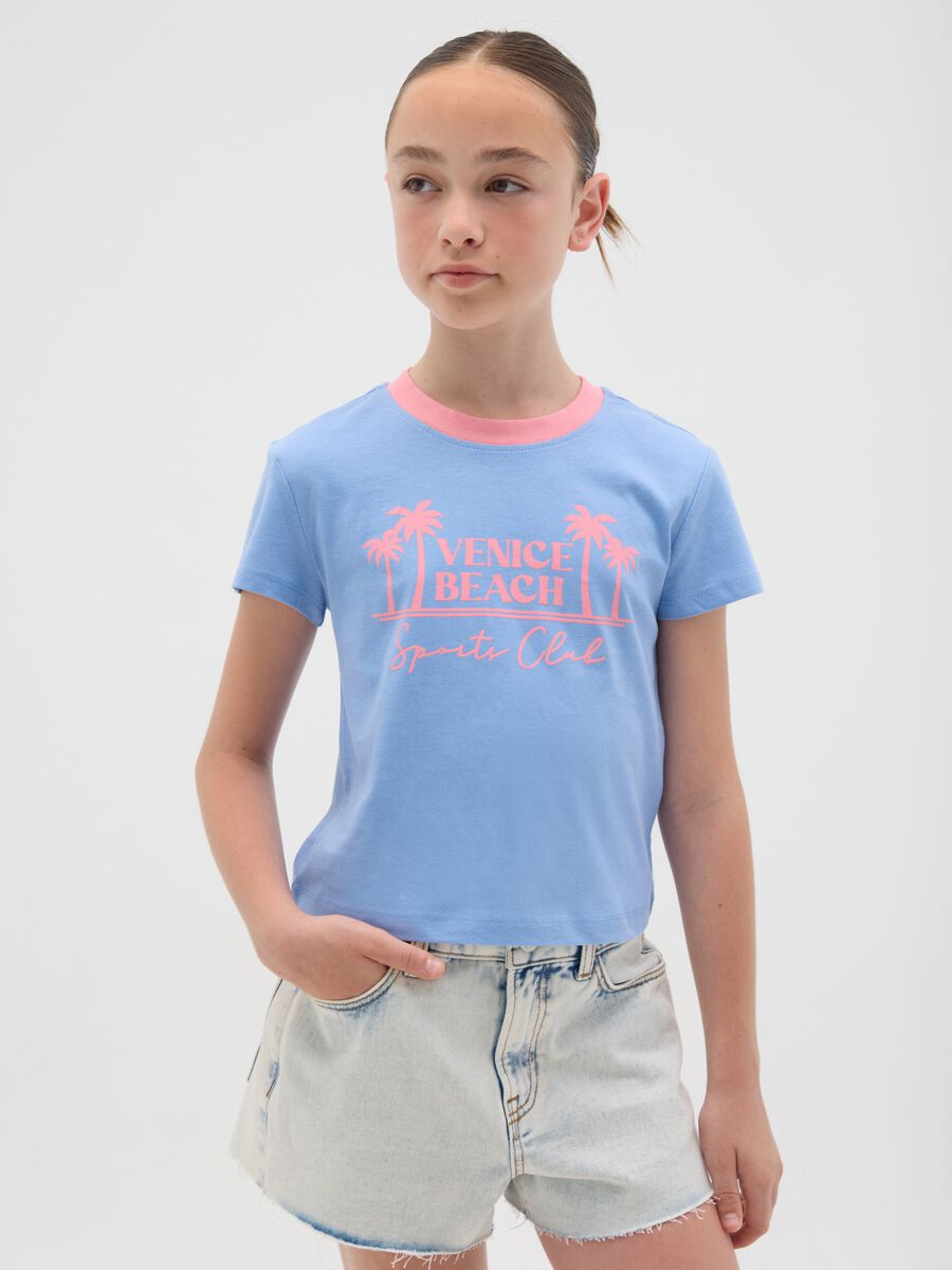 T-shirt azzurra stampa "Venice Beach"_0