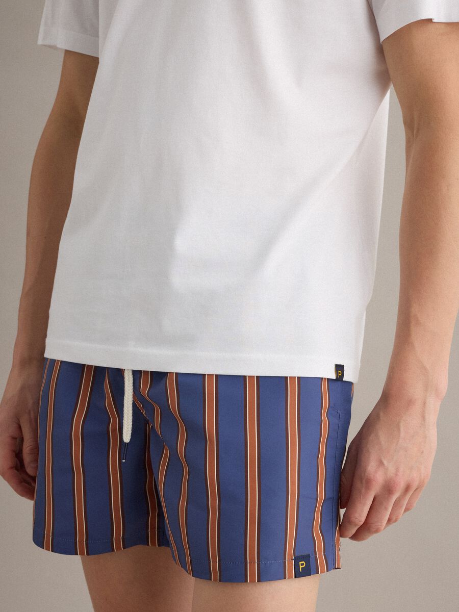 Boxer mare blu a righe marroni con coulisse_2