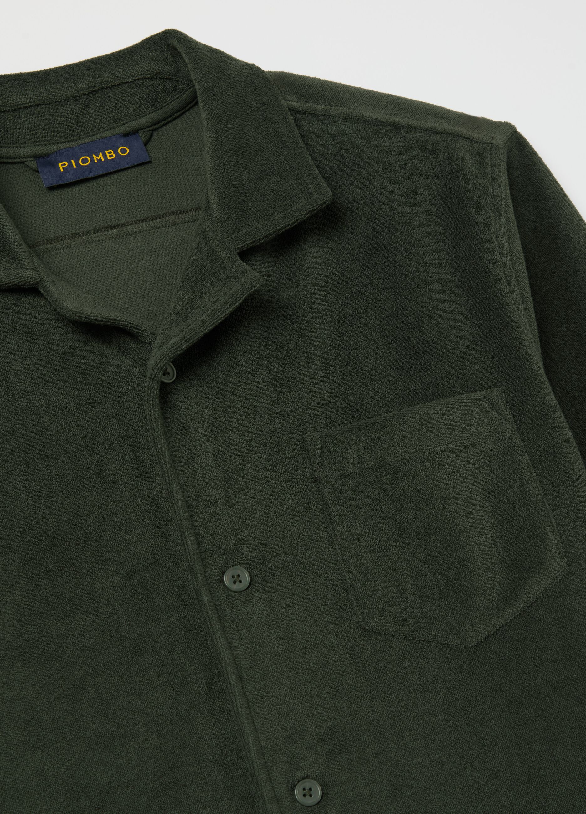 Polo camicia in ciniglia con tasca