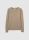 Beige Round Neck Long Sleeve Sweater_4