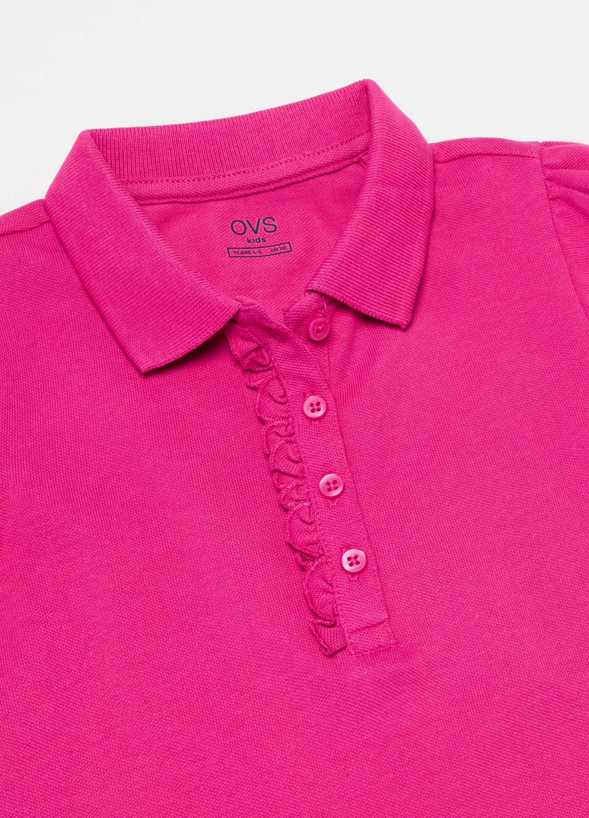 Cotton piquet polo shirt with frill