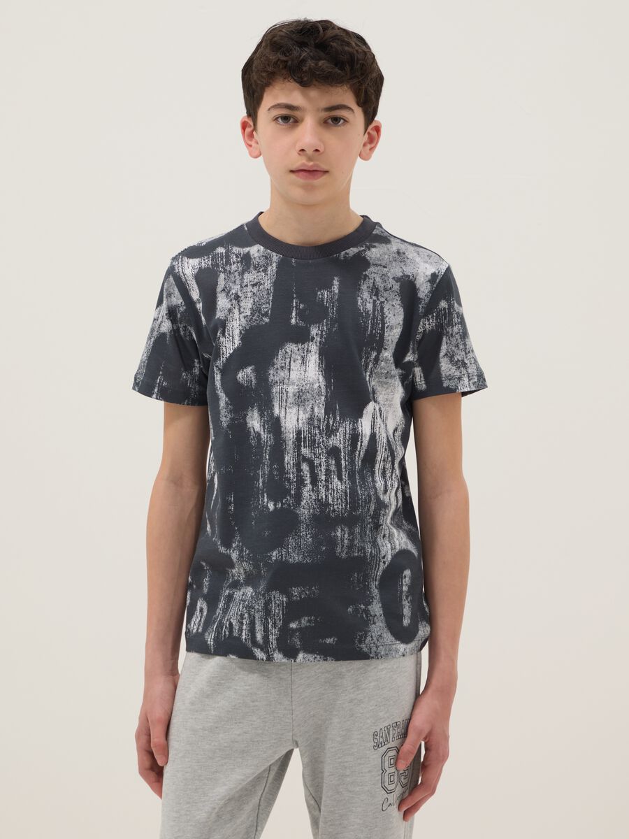 T-shirt in puro cotone multicolor da ragazzo regular fit con stampe_0