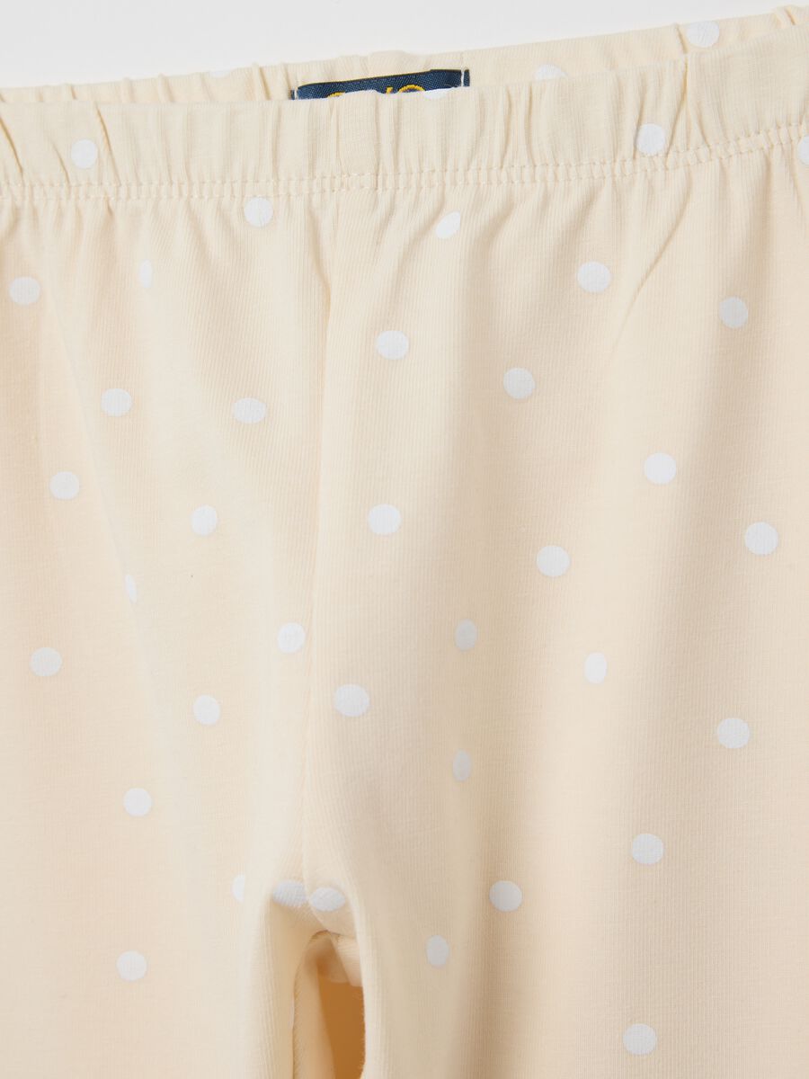Beige three-quarter leggings with polka dot pattern_2