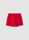 Red pure cotton girls' shorts in regular fit with rhinestones_1