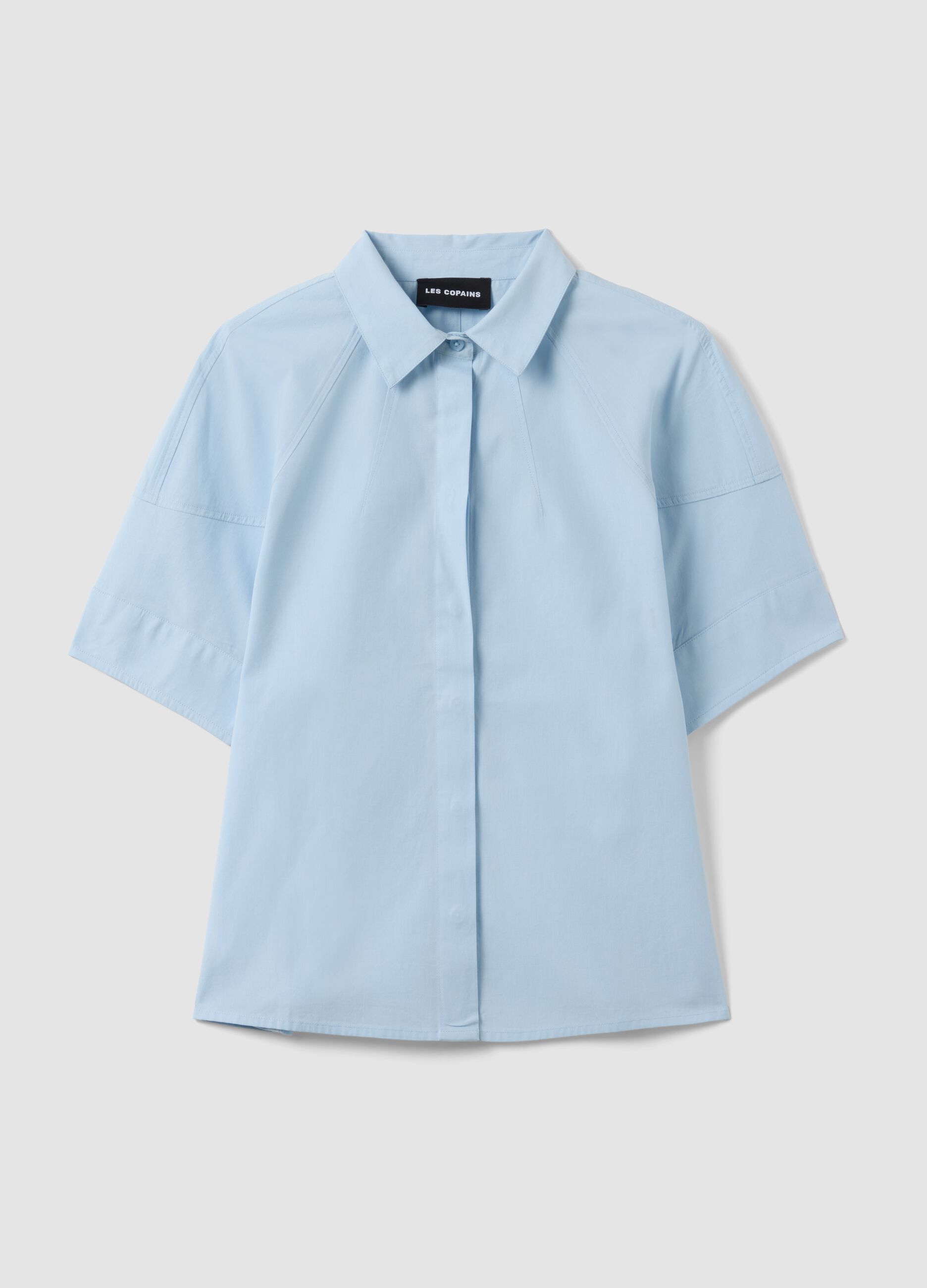 Blue short sleeve pure cotton regular fit shirt