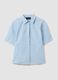 Blue short sleeve pure cotton regular fit shirt_0