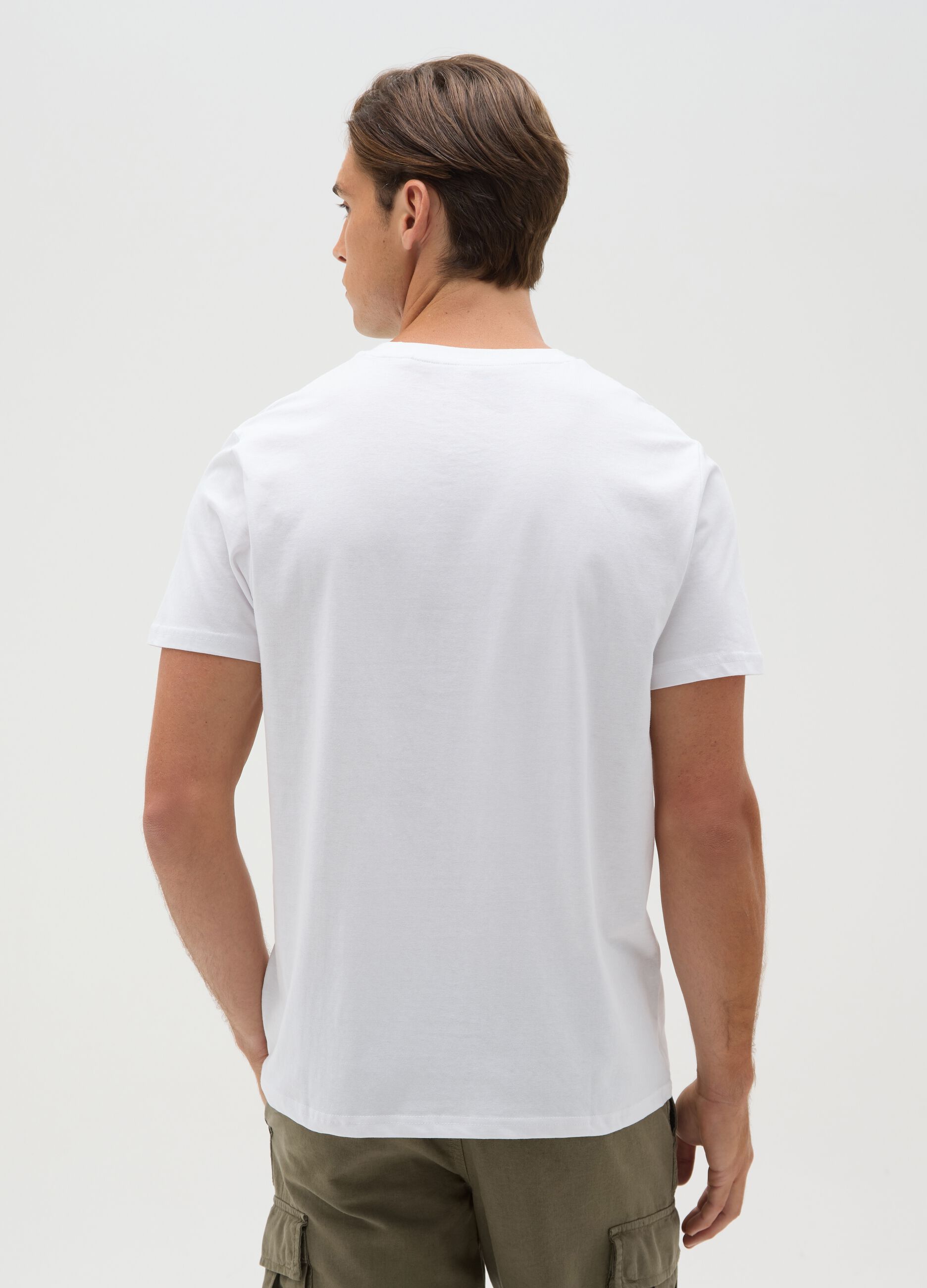 Men's Regular Fit White Pure Cotton T-shirt
