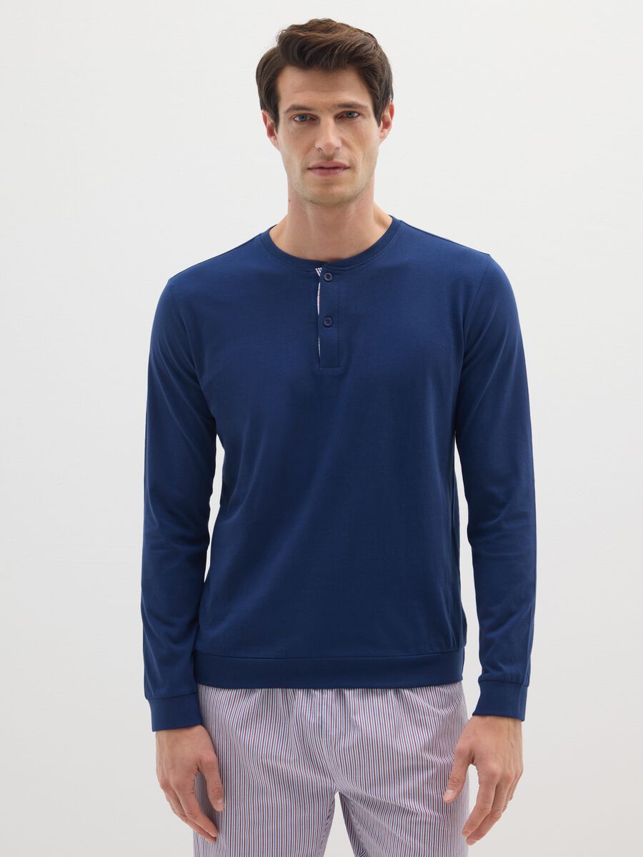 Pigiama lungo a righe multicolor in puro cotone regular fit_1