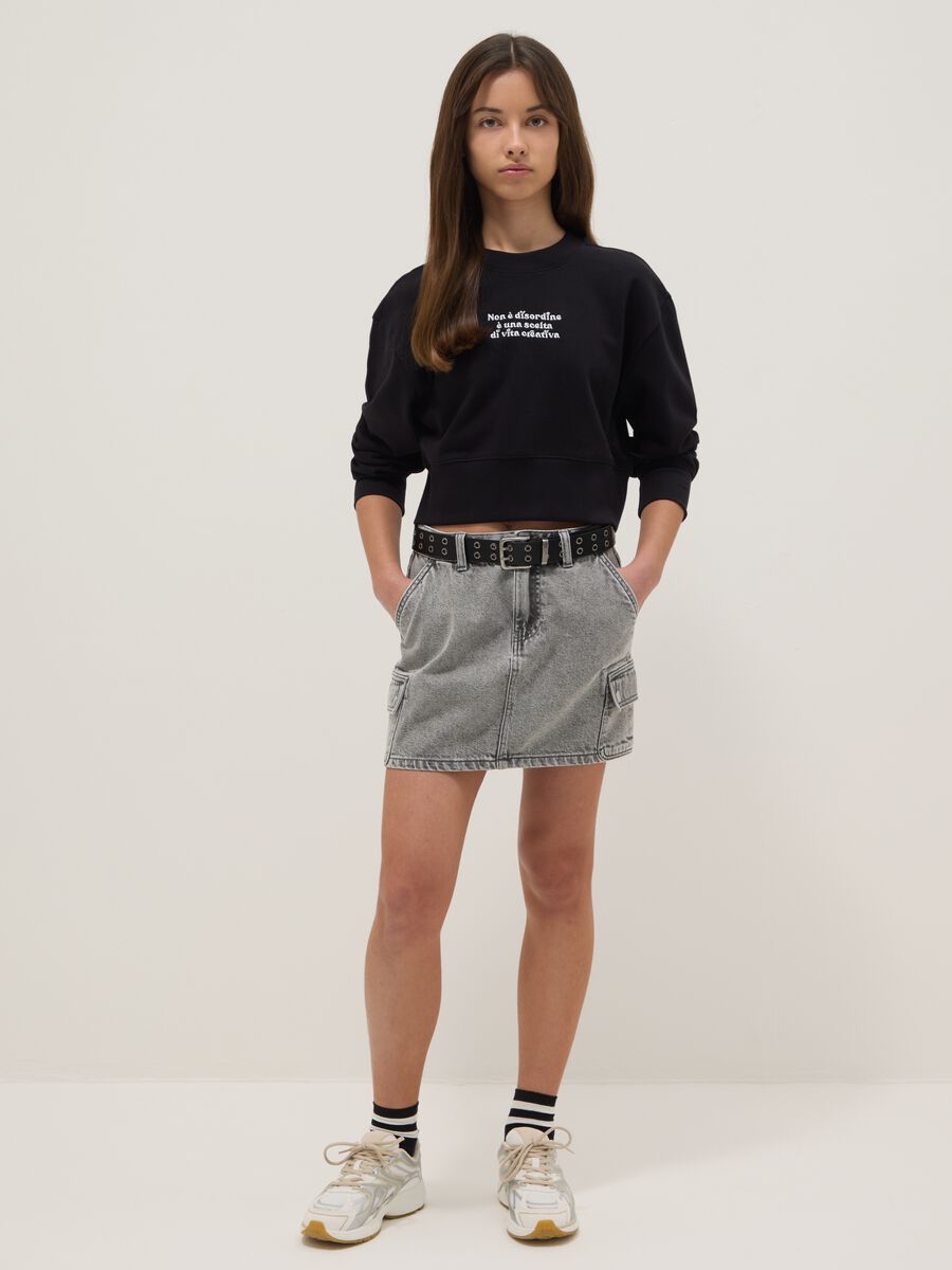 Girl's grey pure cotton skirt regular fit with belt_0