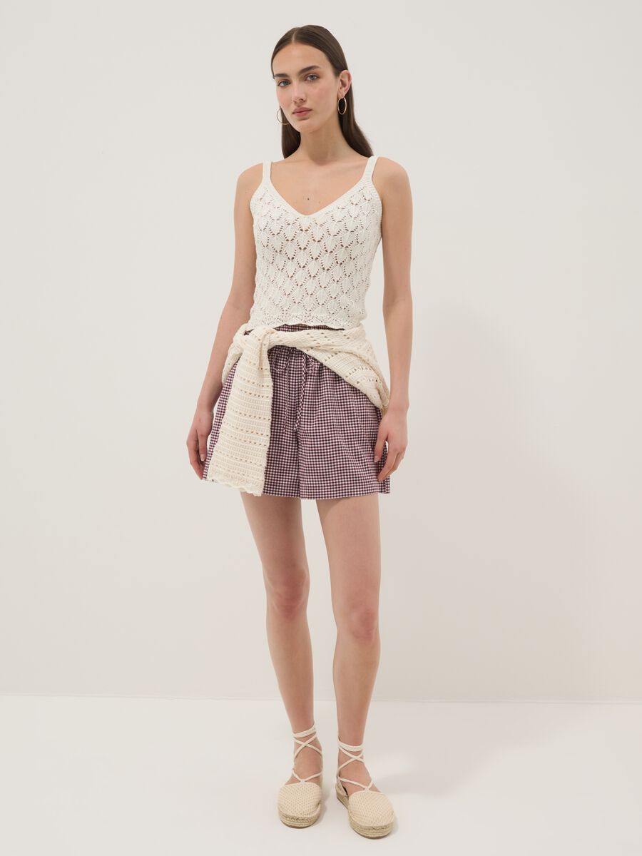 Gilet bianco in crochet di puro cotone regular fit_2