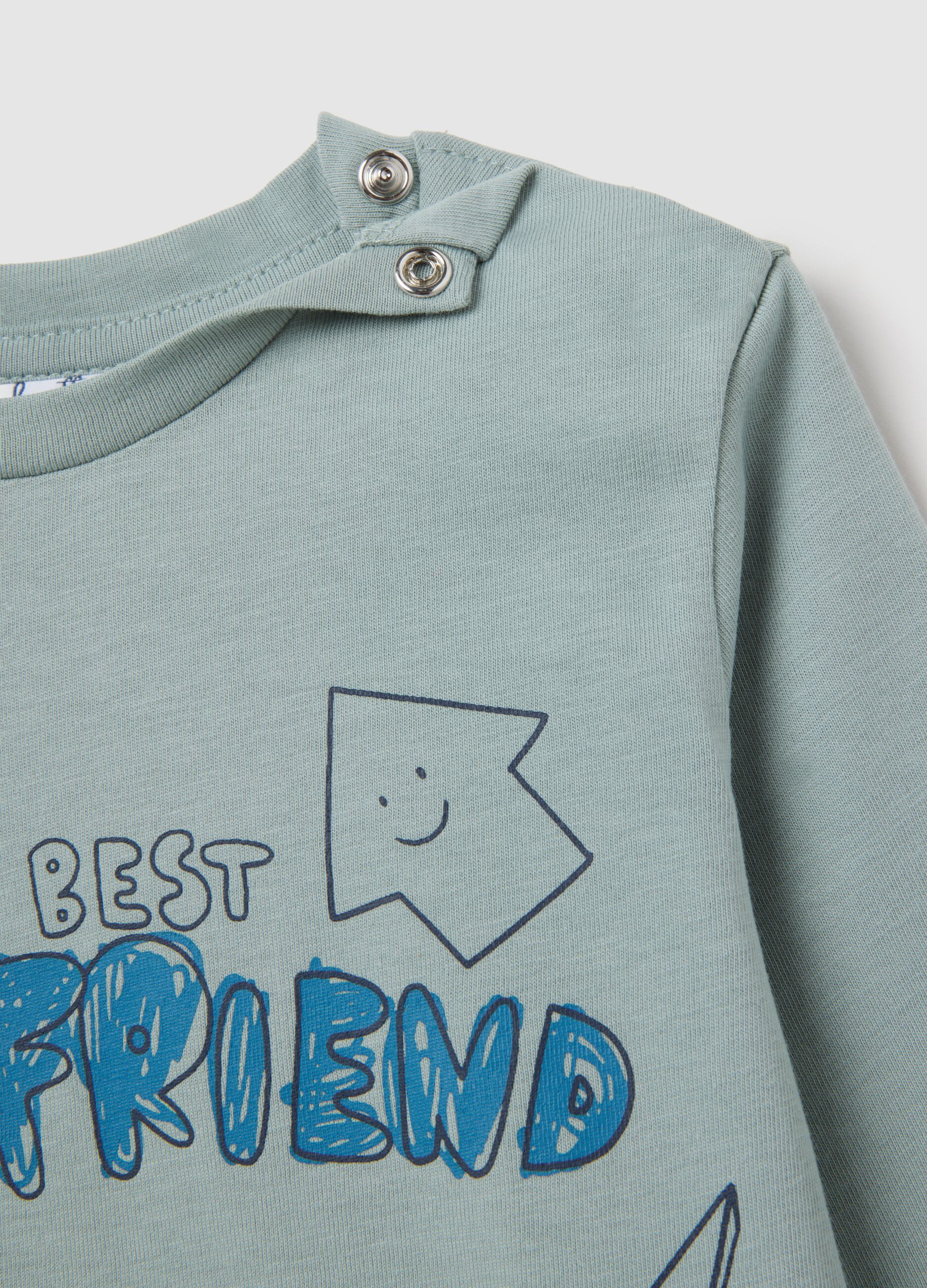 Green pure cotton regular fit children's T-shirt with dinosaurs