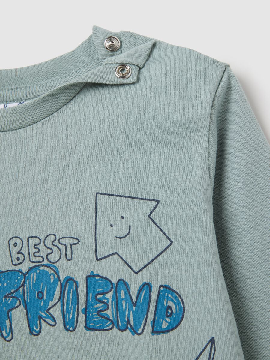 Green pure cotton regular fit children's T-shirt with dinosaurs_2