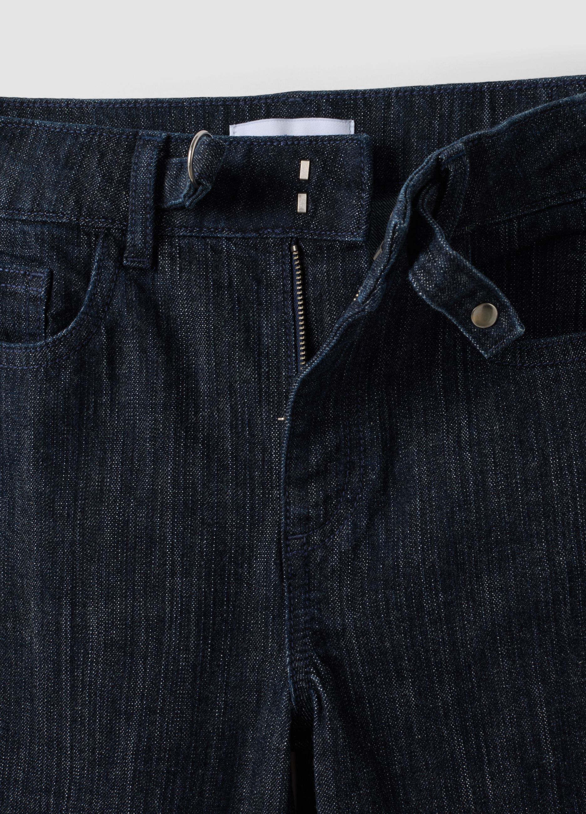 Jeans denim blu bootcut in cotone elasticizzato