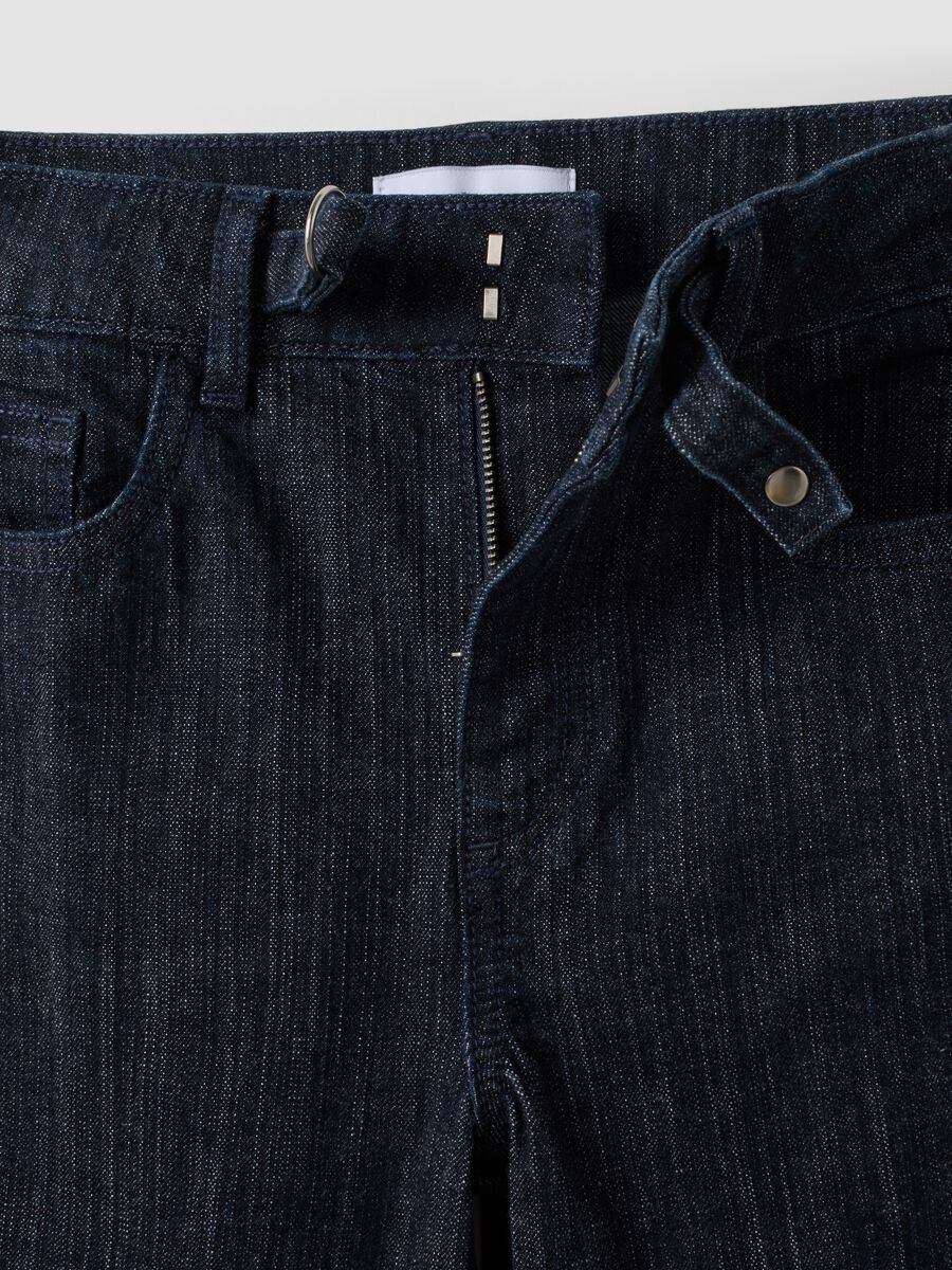 Jeans denim blu bootcut in cotone elasticizzato_1