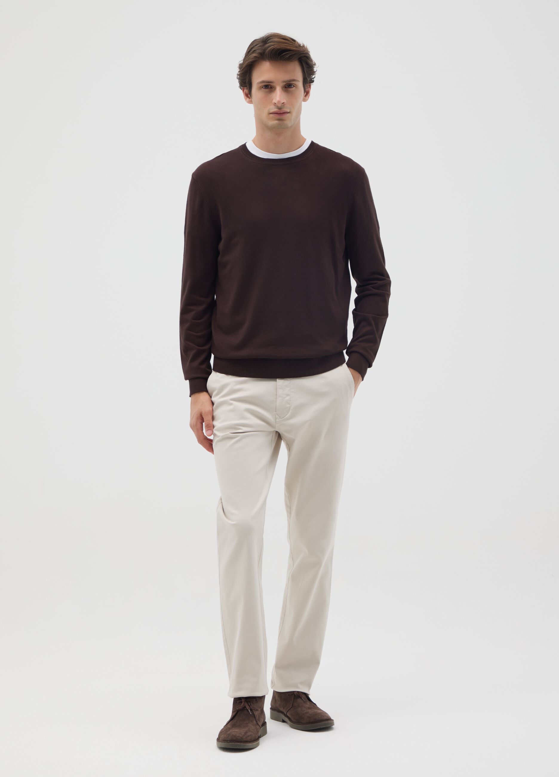 Brown viscose blend regular fit jumper