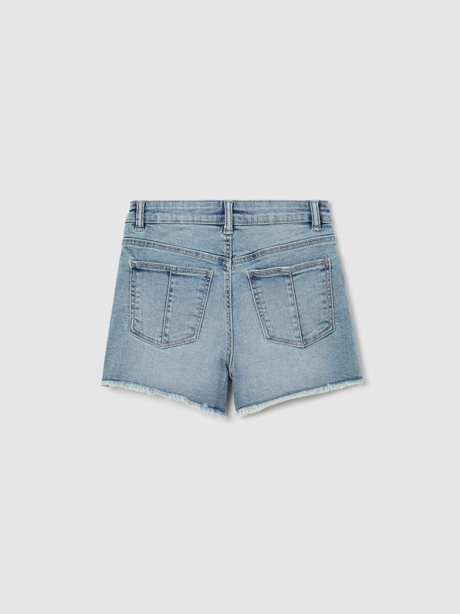 Shorts denim cinque tasche con orlo sfrangiato_4