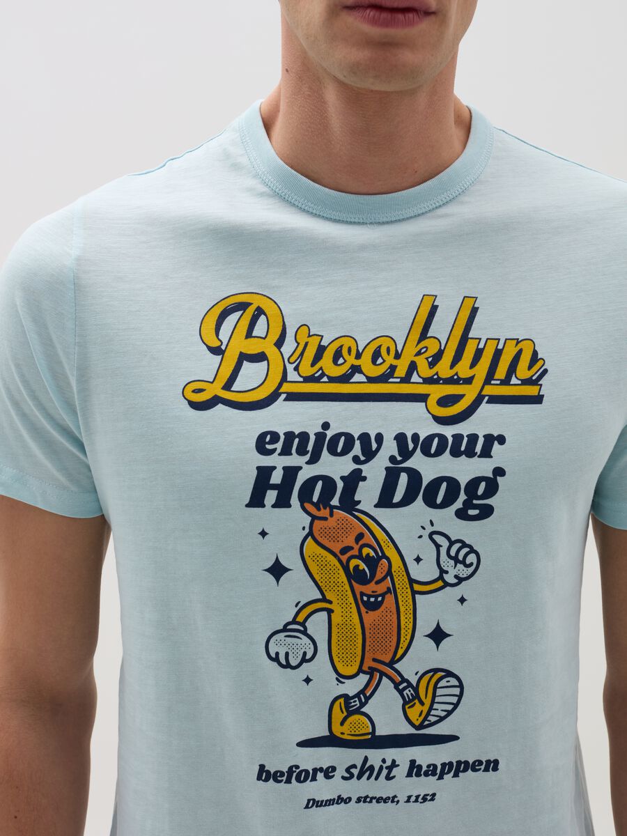 T-shirt in slub jersey with hot dog print_1