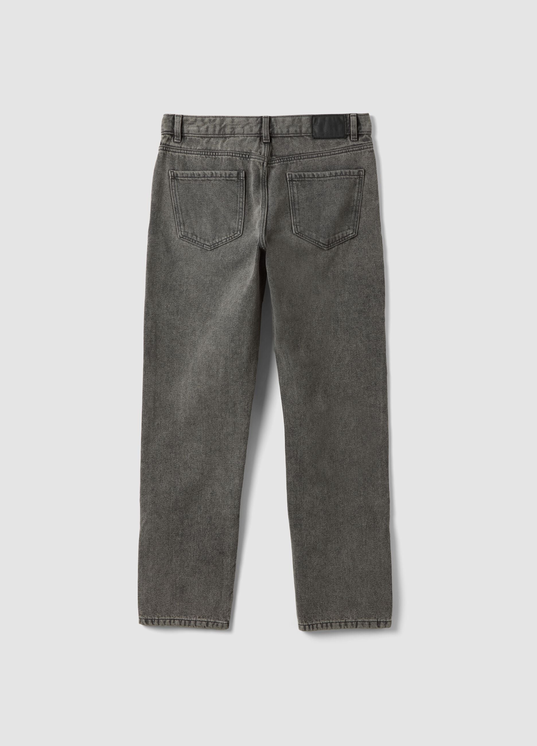 Grey regular-fit jeans in a cotton, lyocell and viscose blend