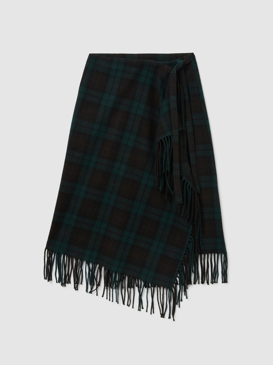 Gonna scozzese a quadri multicolor regular fit con frange_4