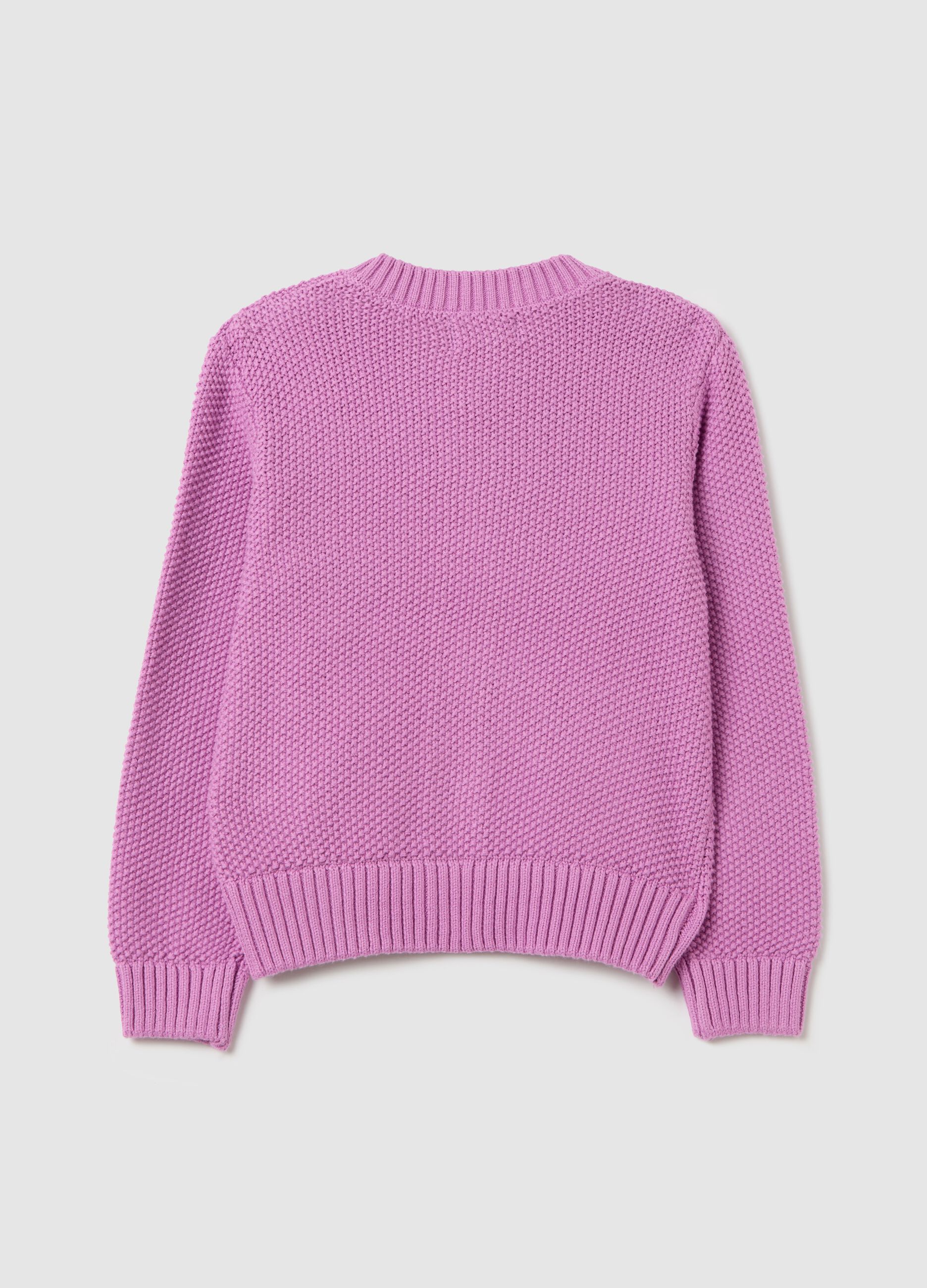 Cotton cardigan with moss stitch design