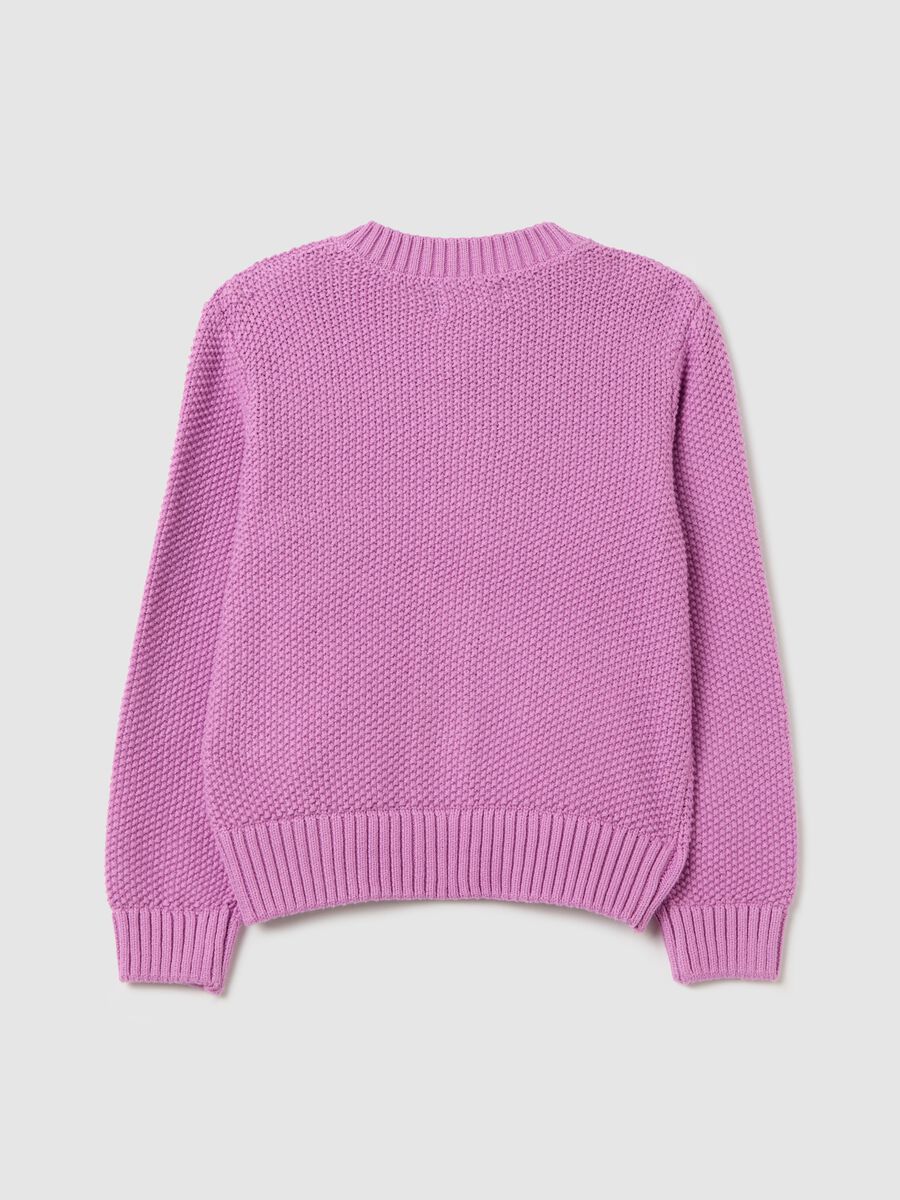 Cotton cardigan with moss stitch design_1