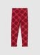 Girls' red checked stretch cotton leggings_1