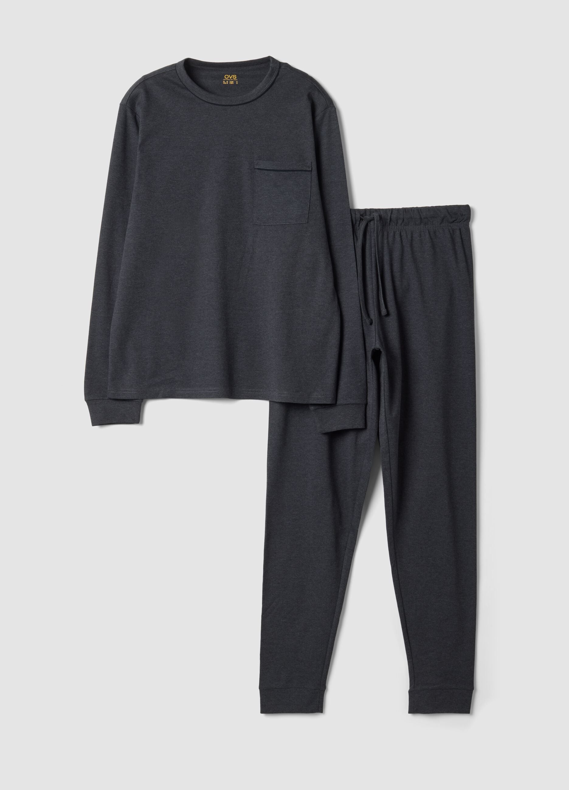 Grey organic cotton crew-neck pyjamas