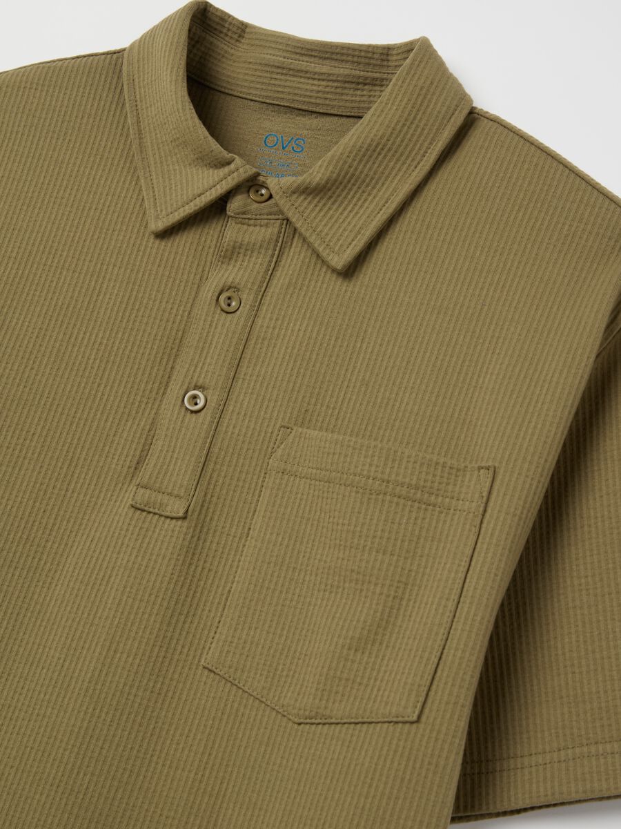 Waffle weave cotton polo shirt with pocket_1