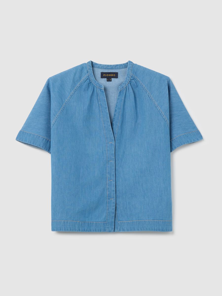 Denim blouse with short sleeves_4