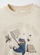 Children's beige pure cotton regular fit T-shirt with print_2