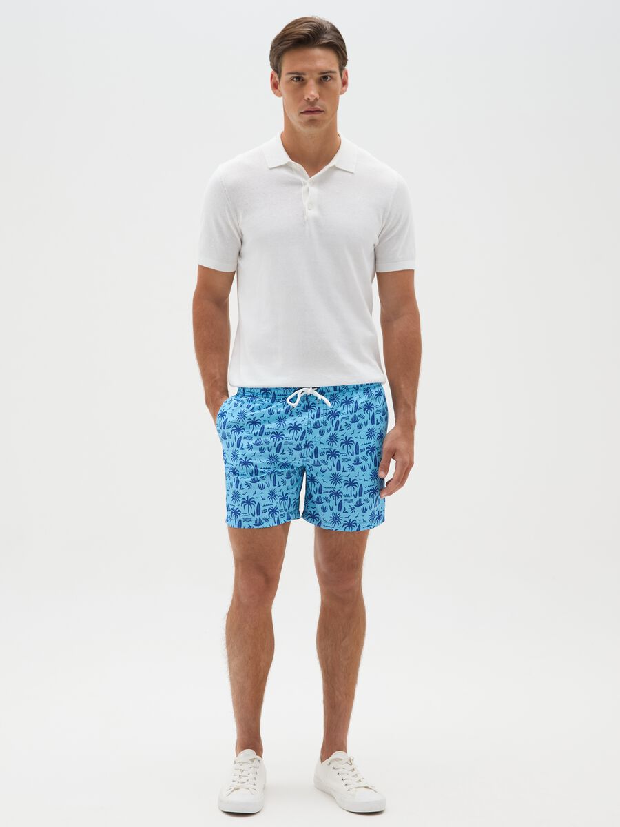 Men’s swim shorts in multicolour fabric regular fit_0