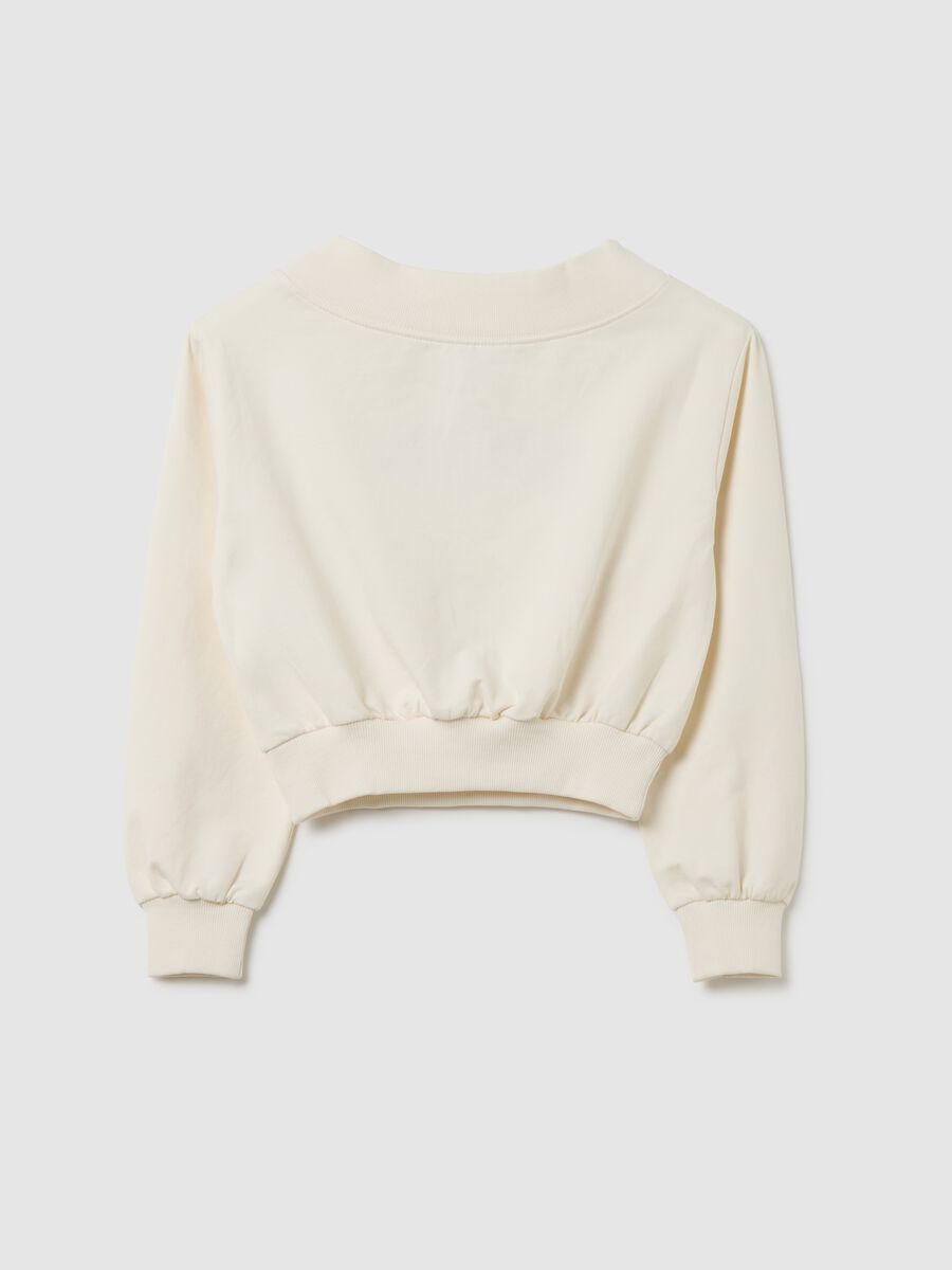 Beige cotton relaxed fit girls' sweatshirt_4