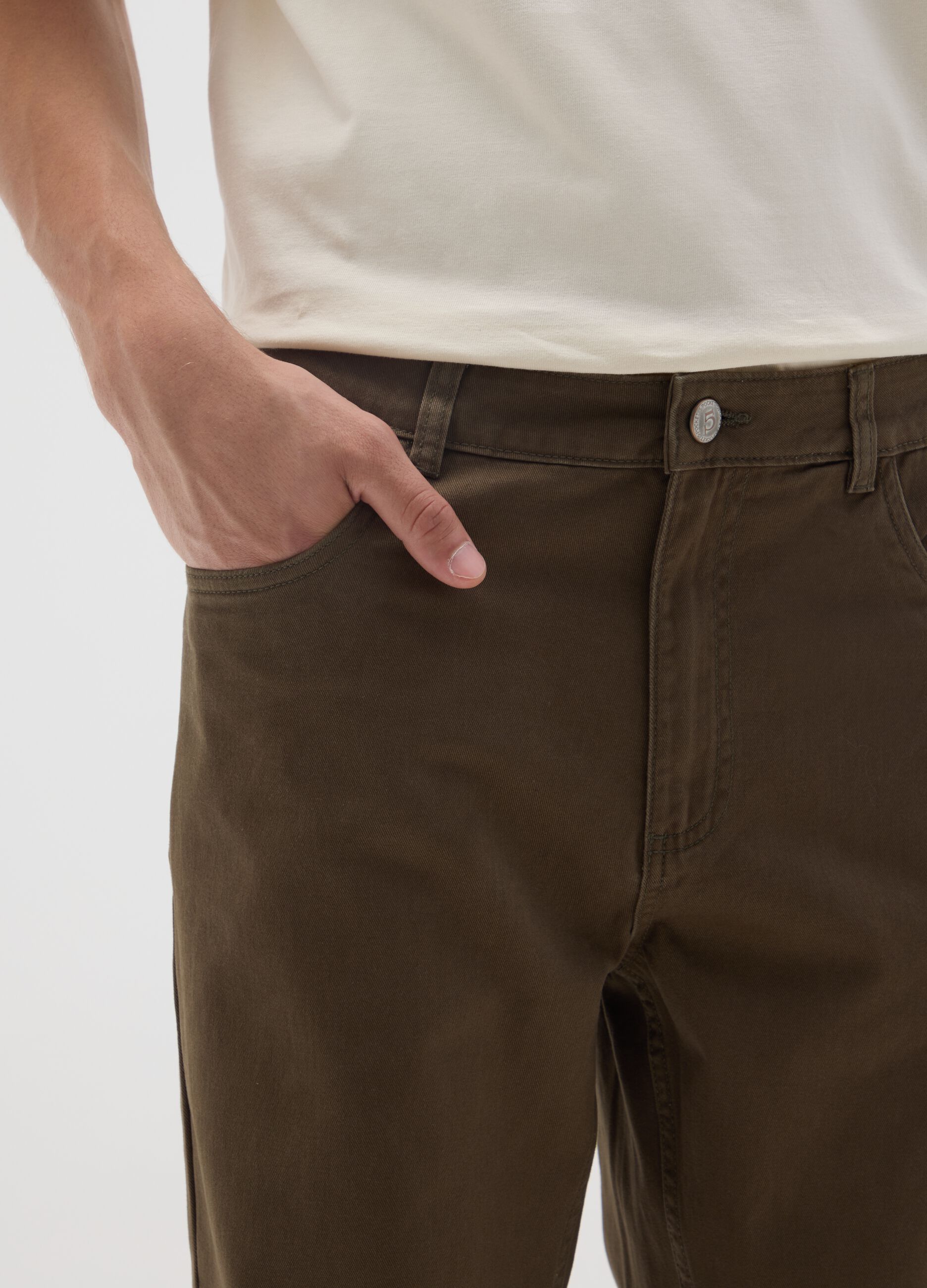 Brown pure cotton regular fit trousers