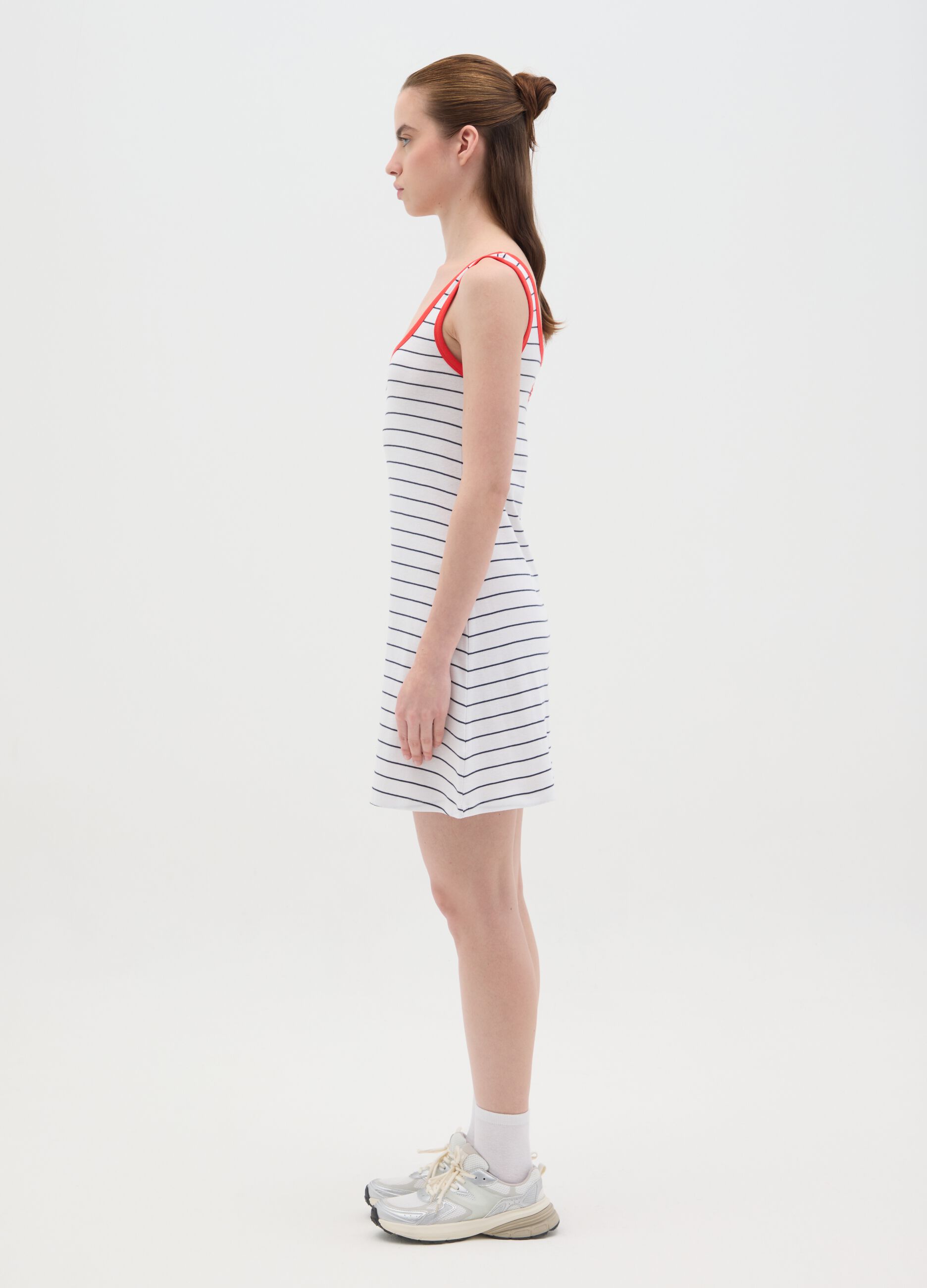 Abito corto da donna in puro cotone multicolor regular fit