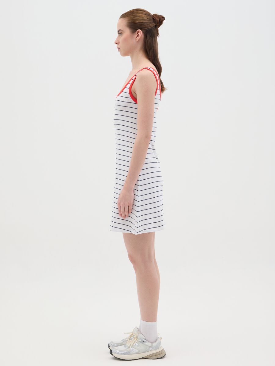 Women's short dress in pure multicolor cotton, regular fit_1