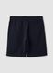 Navy cotton-blend shorts with elasticated waistband, regular fit_2