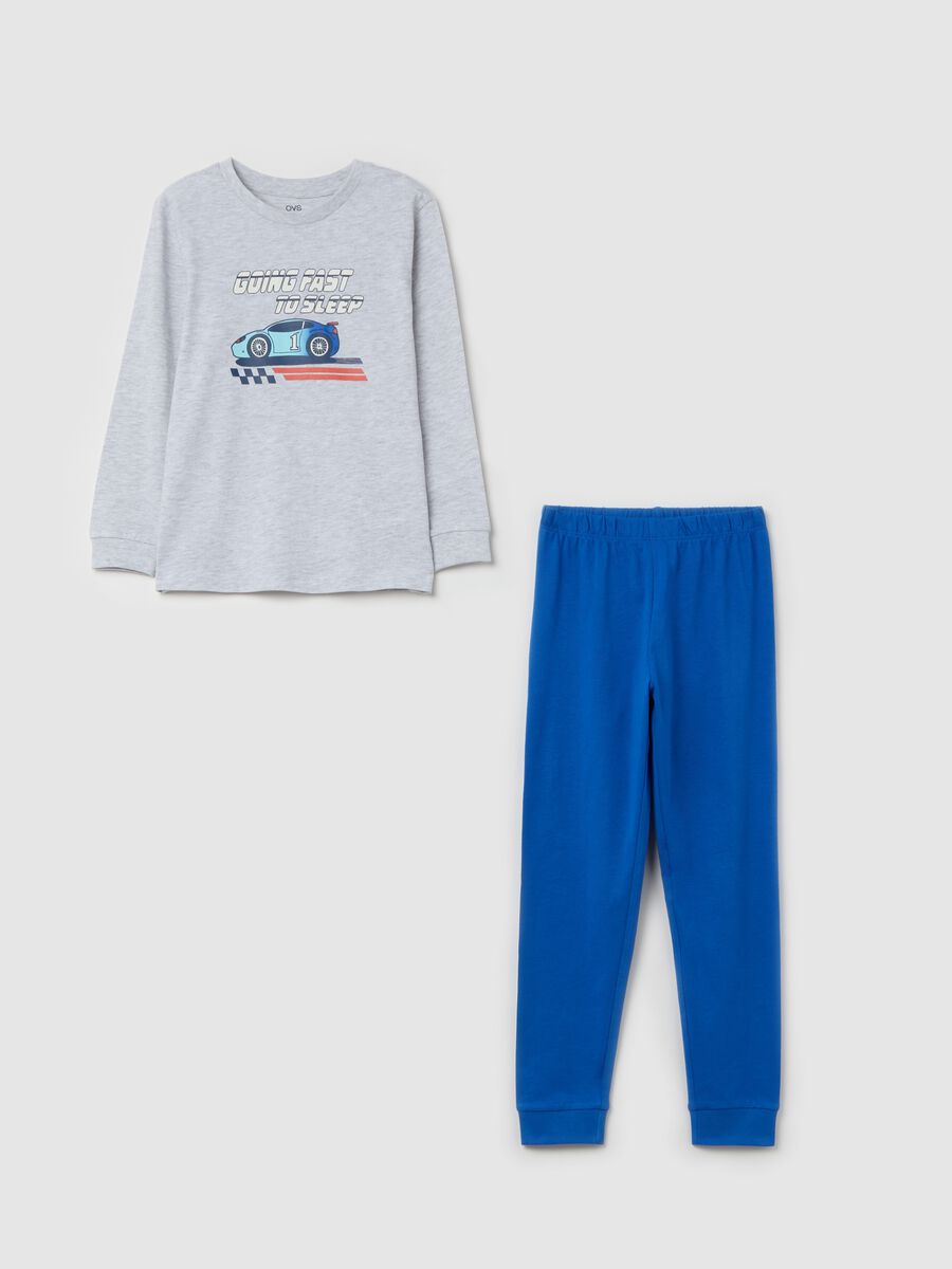 Cotton and viscose pyjamas with "Going fast to sleep” print_0