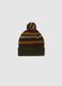 Brown striped beanie with pom-pom_0