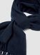 Sciarpa blu in puro cashmere con frange_2