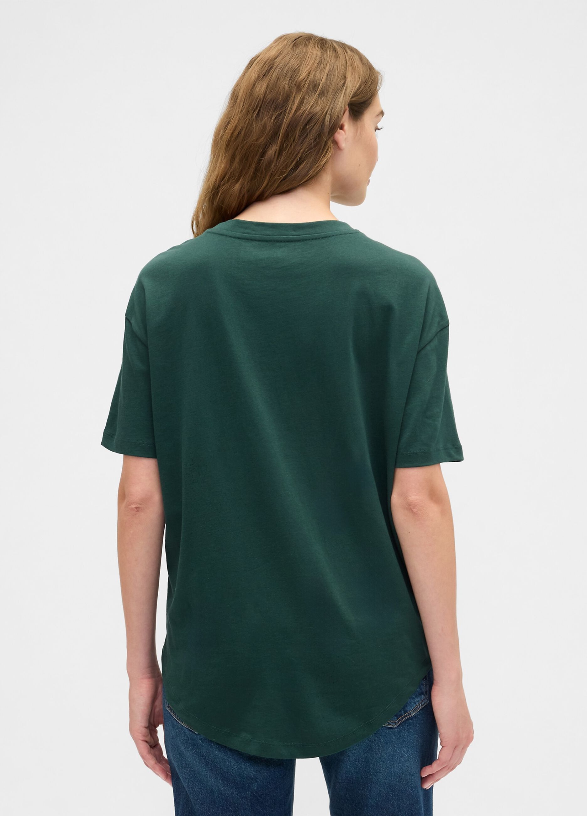 Green short-sleeve cotton T-shirt