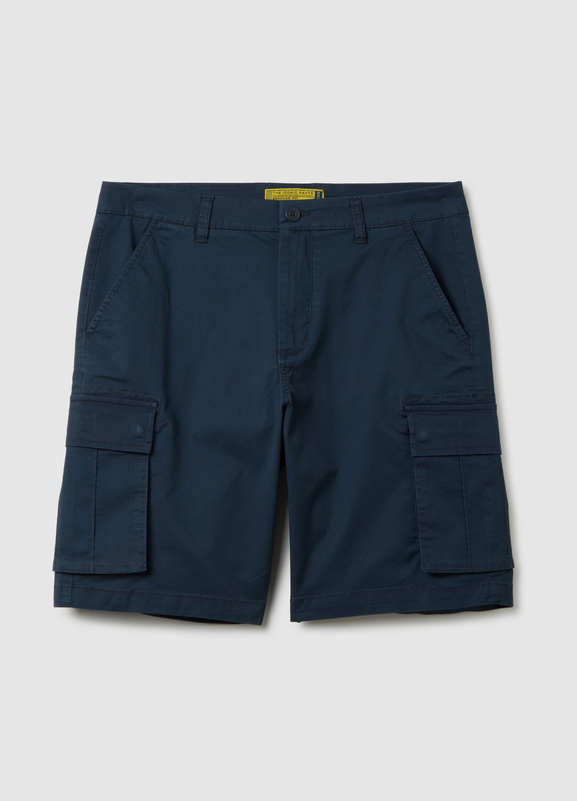 Bermuda da uomo in cotone blu regular fit