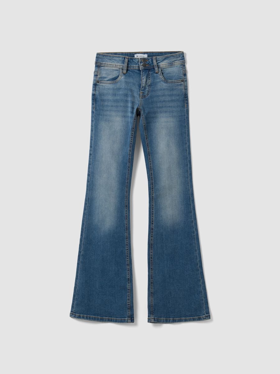 Jeans blu in cotone elasticizzato flare fit_0