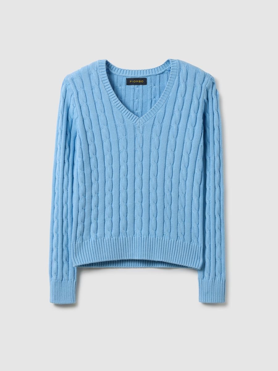 Azure cotton pullover in regular fit with cable knit design_4