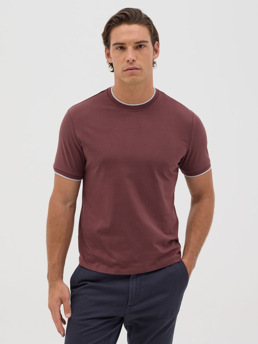 Brown fitted T-shirt in cotton_0