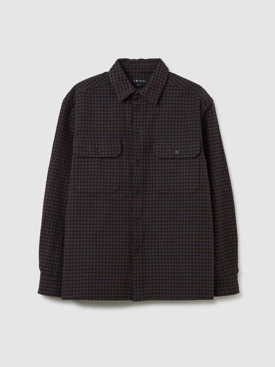 Camicia a quadri marrone in puro cotone e flanella con regular fit_4