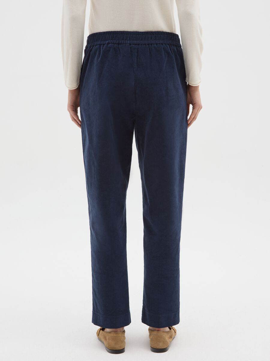 Blue Stretch Cotton Trousers Regular Fit_2