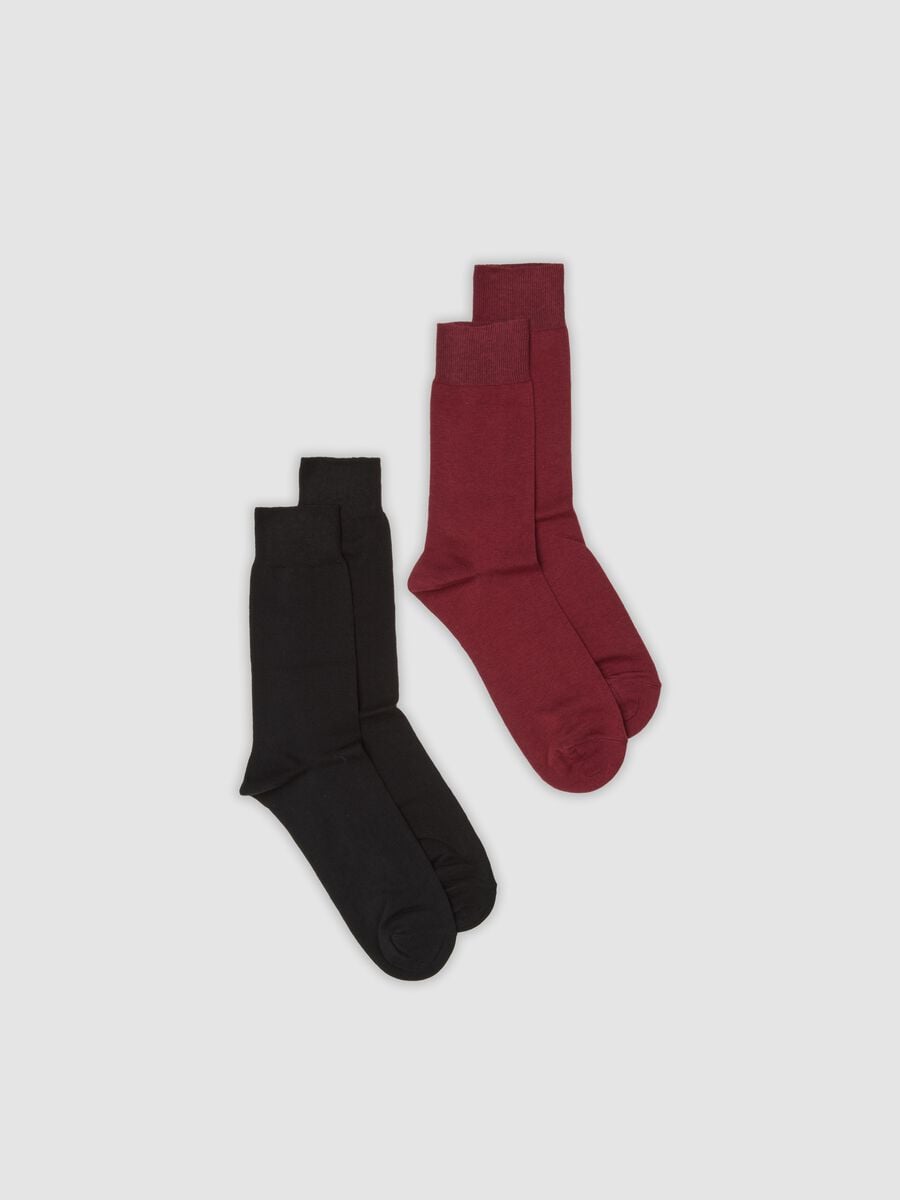 2-pack of short burgundy red and black socks in a cotton and cashmere blend_0