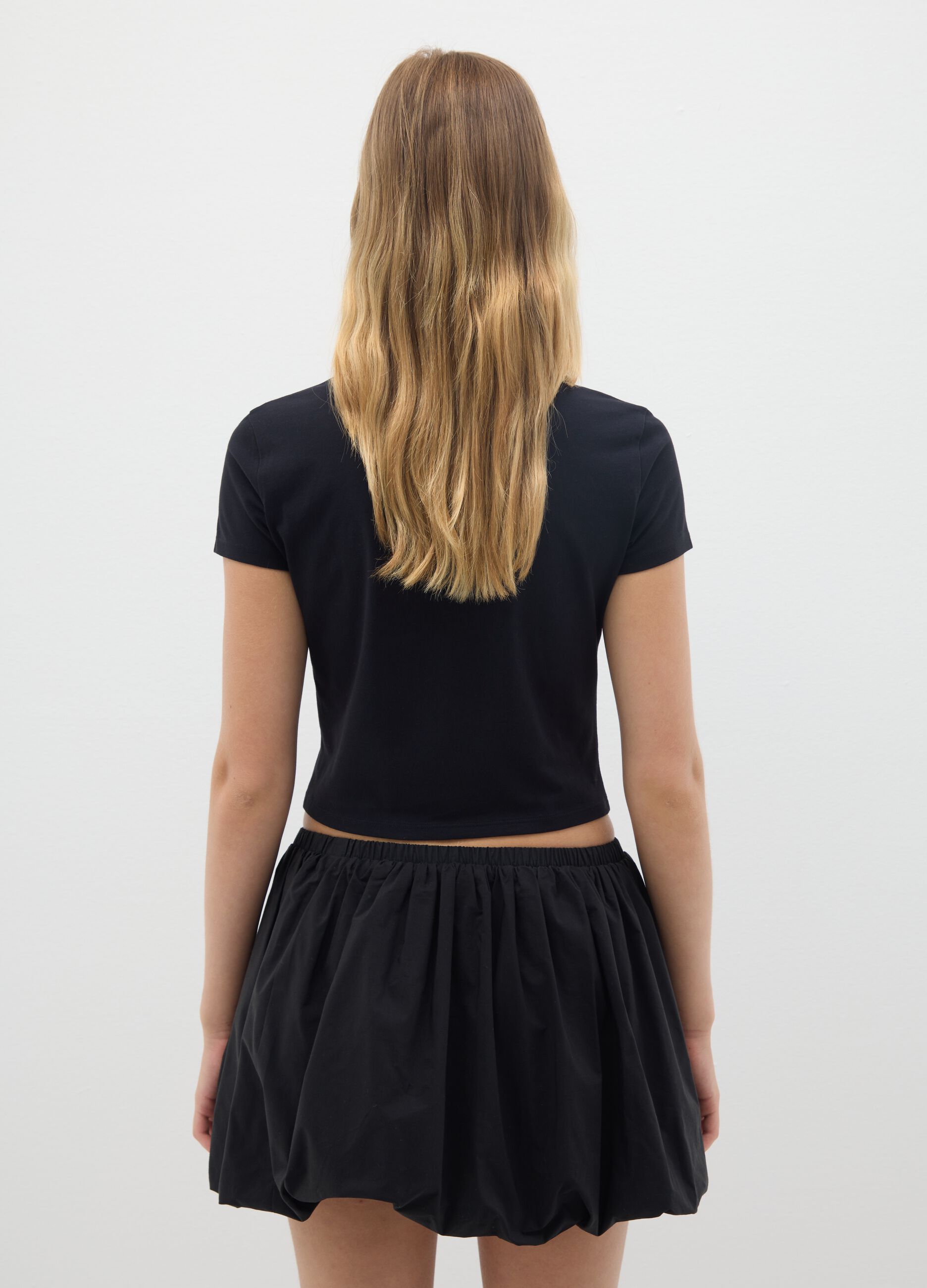 Women's black pure cotton T-shirt